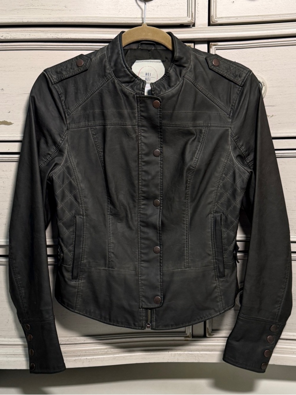Anthropologie Hei Hei Vegan Leather Moto Jacket - Picture 2 of 7